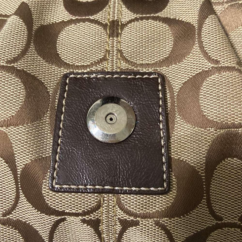 Coach Signature Canvas Shoulder Bag in Khaki/Brown - Picture 15 of 16